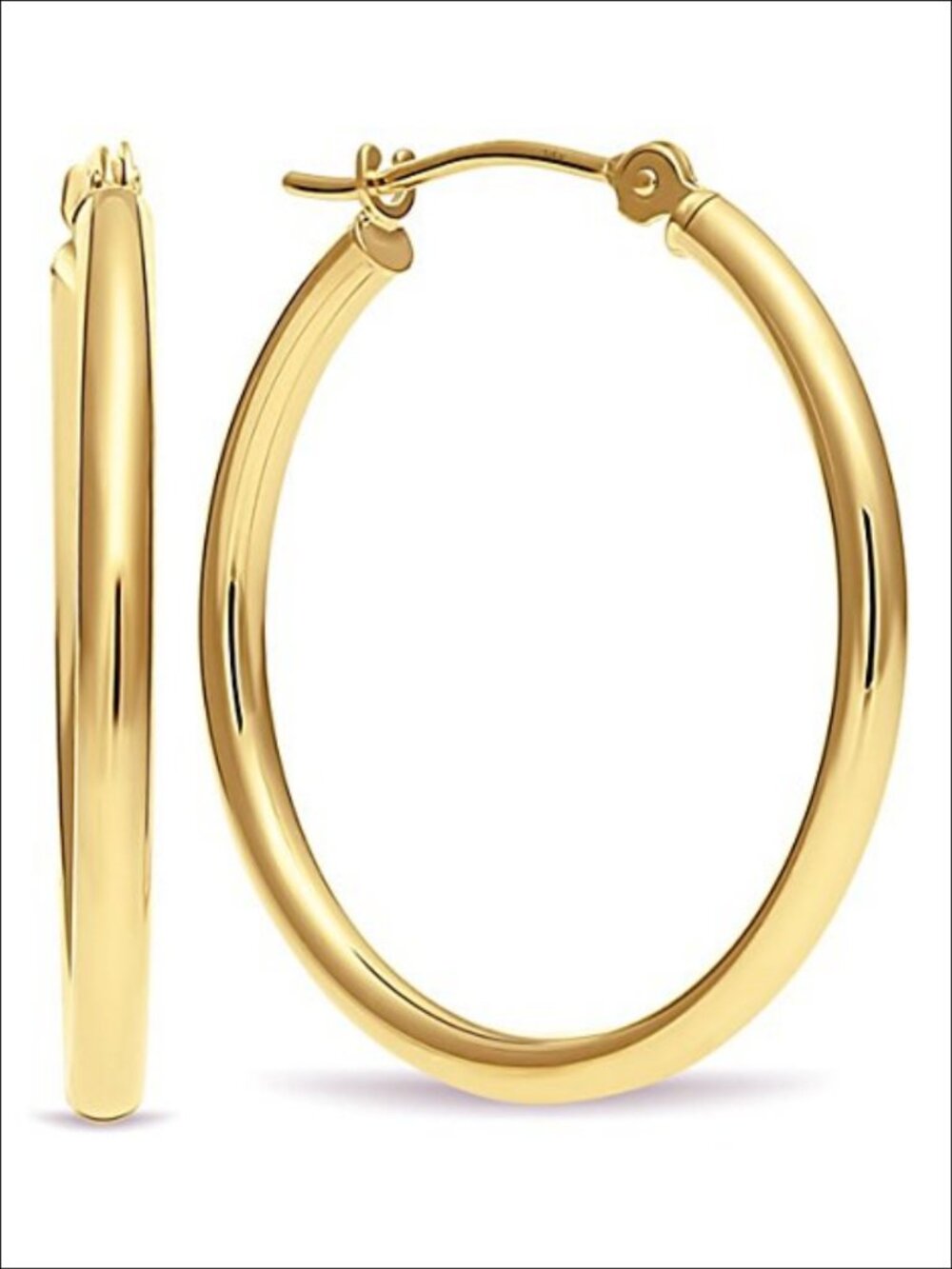 14k Yellow Gold Round Classic Hoop Earrings 1 Inch Click-Top